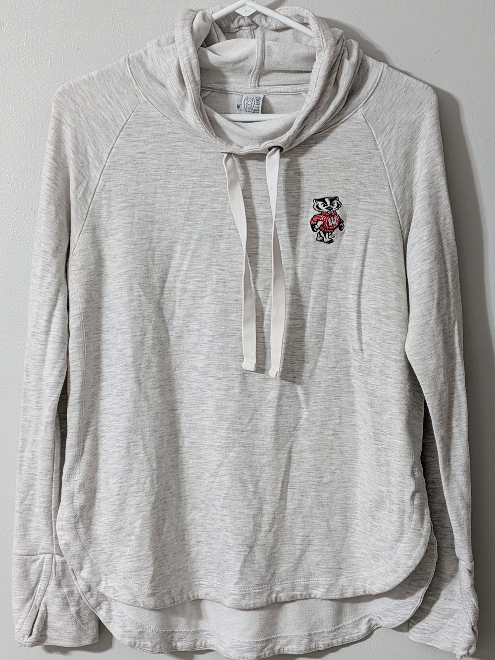 Wisconsin Badgers Women's Long Sleeve Bucky Shirt w/ Hood Signature Size Medium